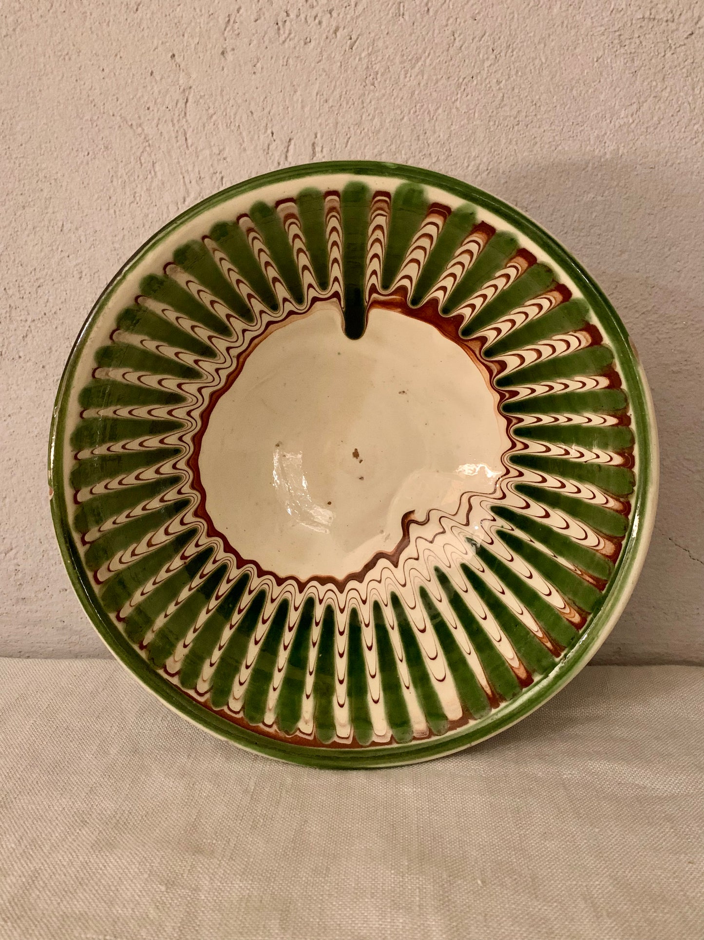 Vintage Clay Bowl with Running Glaze