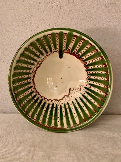 Vintage Clay Bowl with Running Glaze