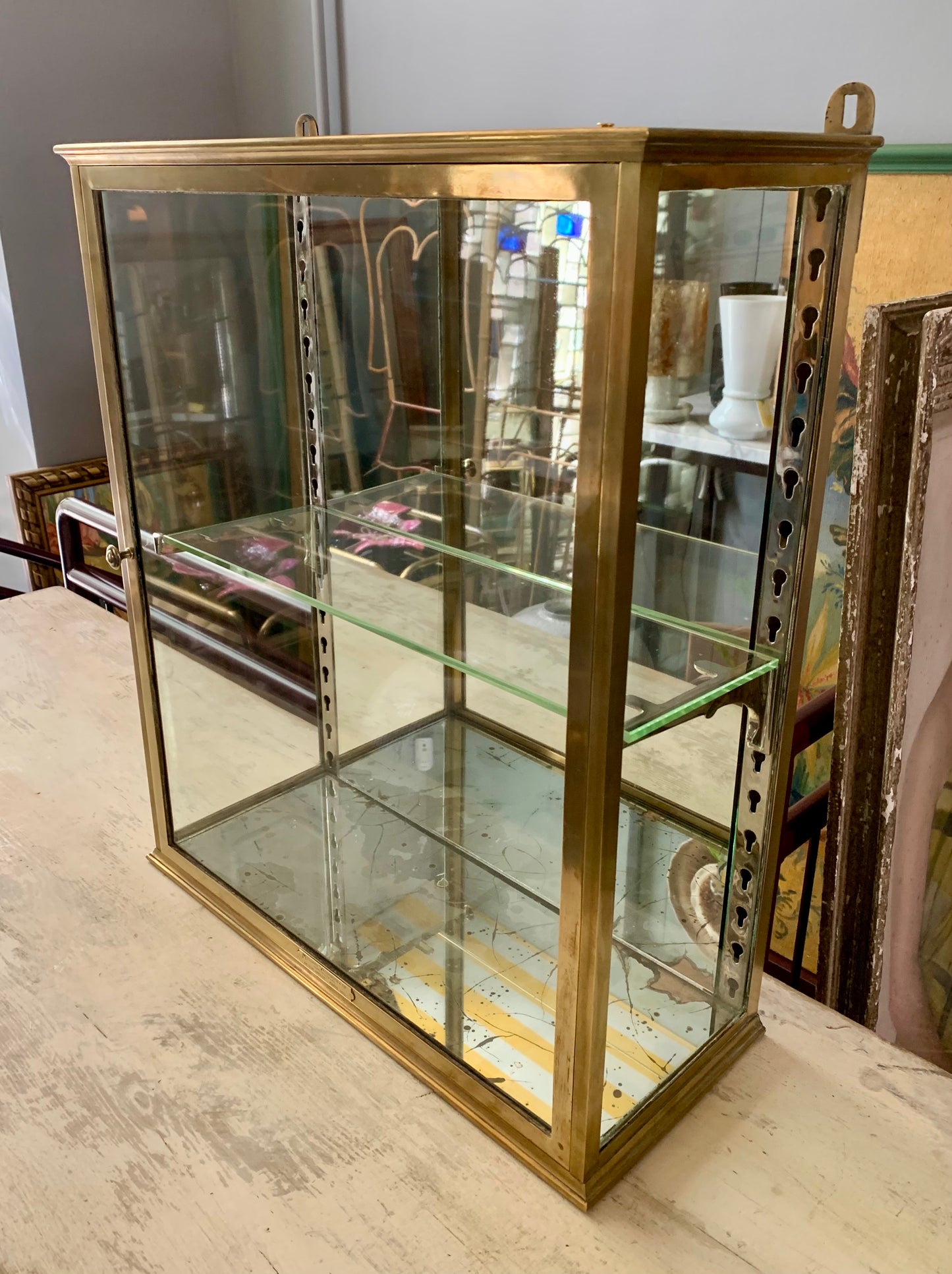 Brass Wall Display Cabinet