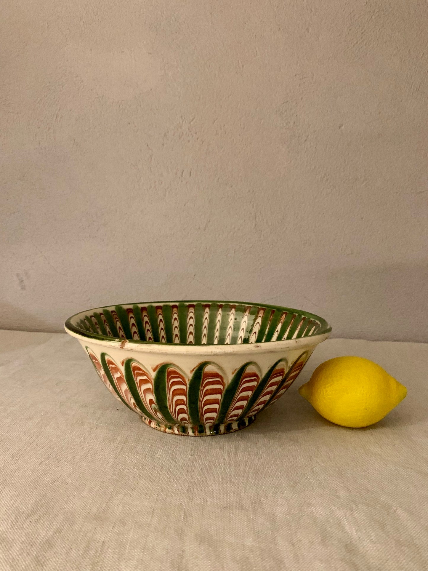 Vintage Clay Bowl with Running Glaze