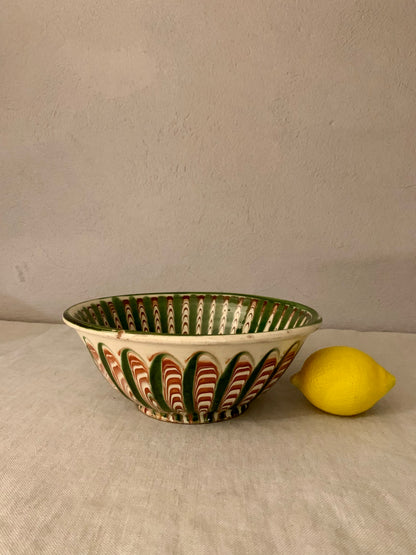 Vintage Clay Bowl with Running Glaze