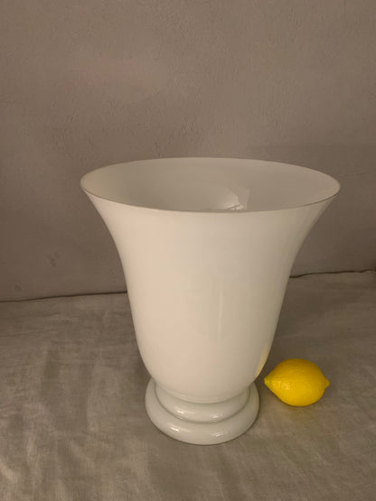 1970's French "Torchiere" Opaline Glass Table Lamp by CVV Vianne