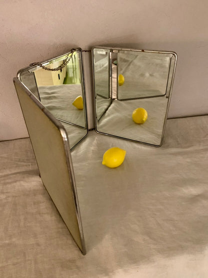 French Chrome Trifold Mirror