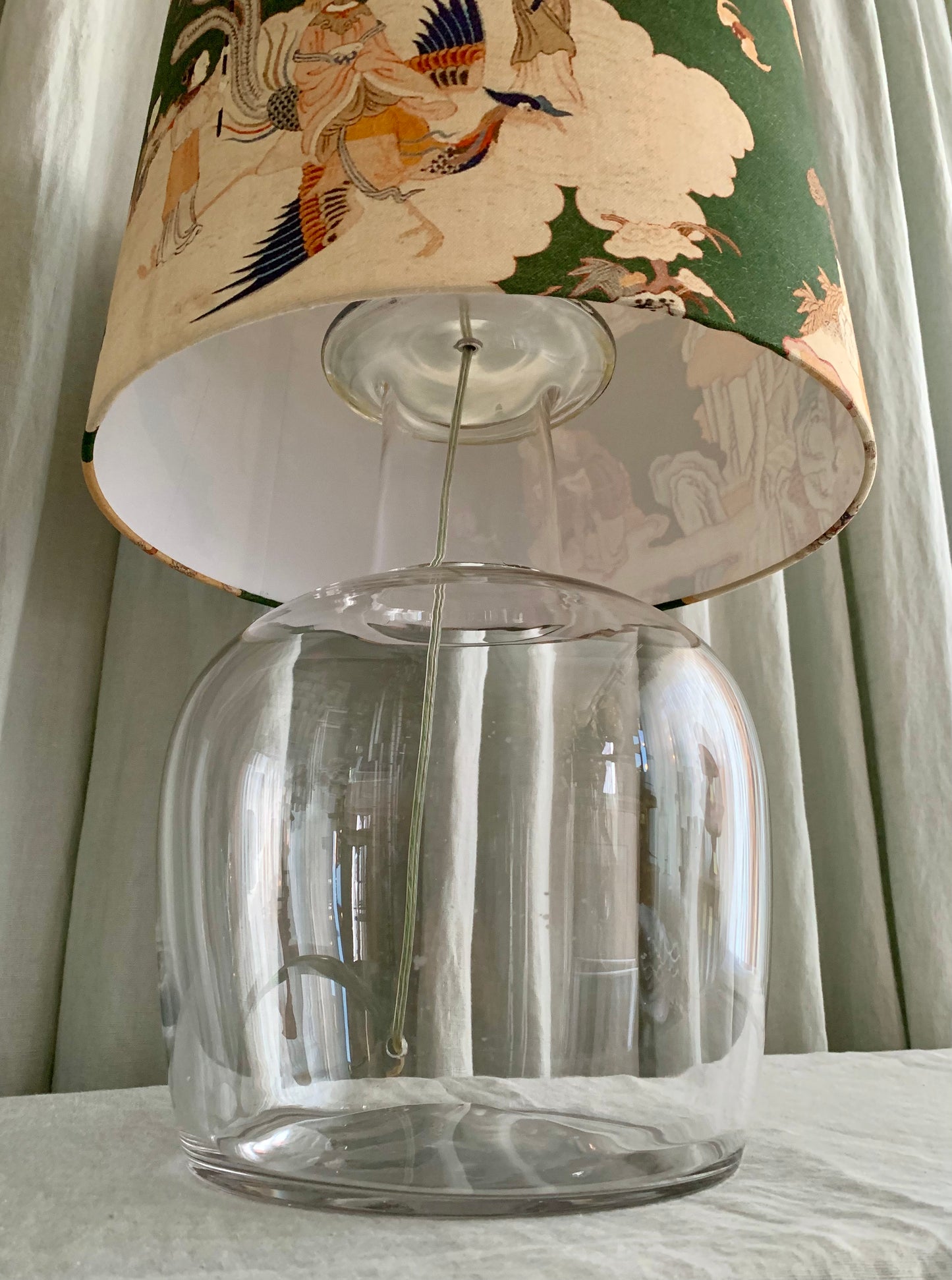 Large 1960s "Oriental Style" Glass Table Lamp