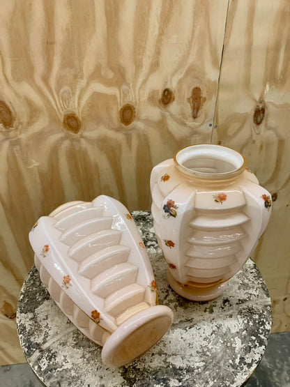 Pair of Art Deco Opal Glass Vases