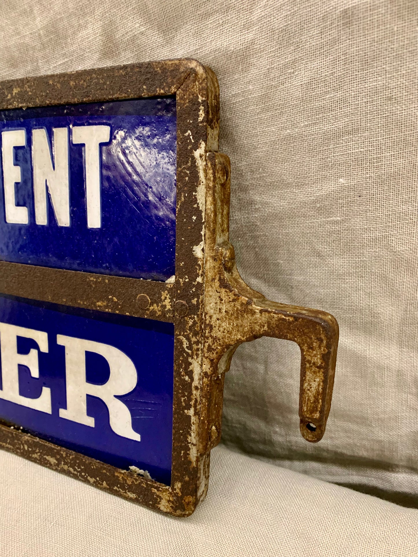 French Enameled "Appartement á Louer" / "Apartment For Rent" sign