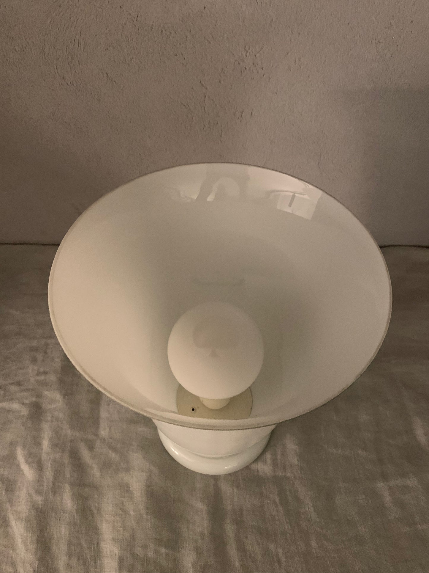 1970's French "Torchiere" Opaline Glass Table Lamp by CVV Vianne