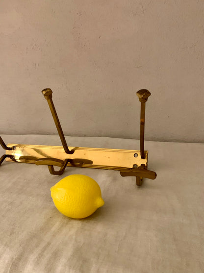 Vintage Brass Coat Rack - 3 Hooks