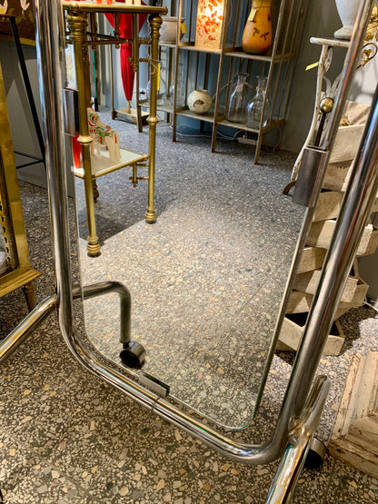 Vintage French Chrome Full Figure Mirror