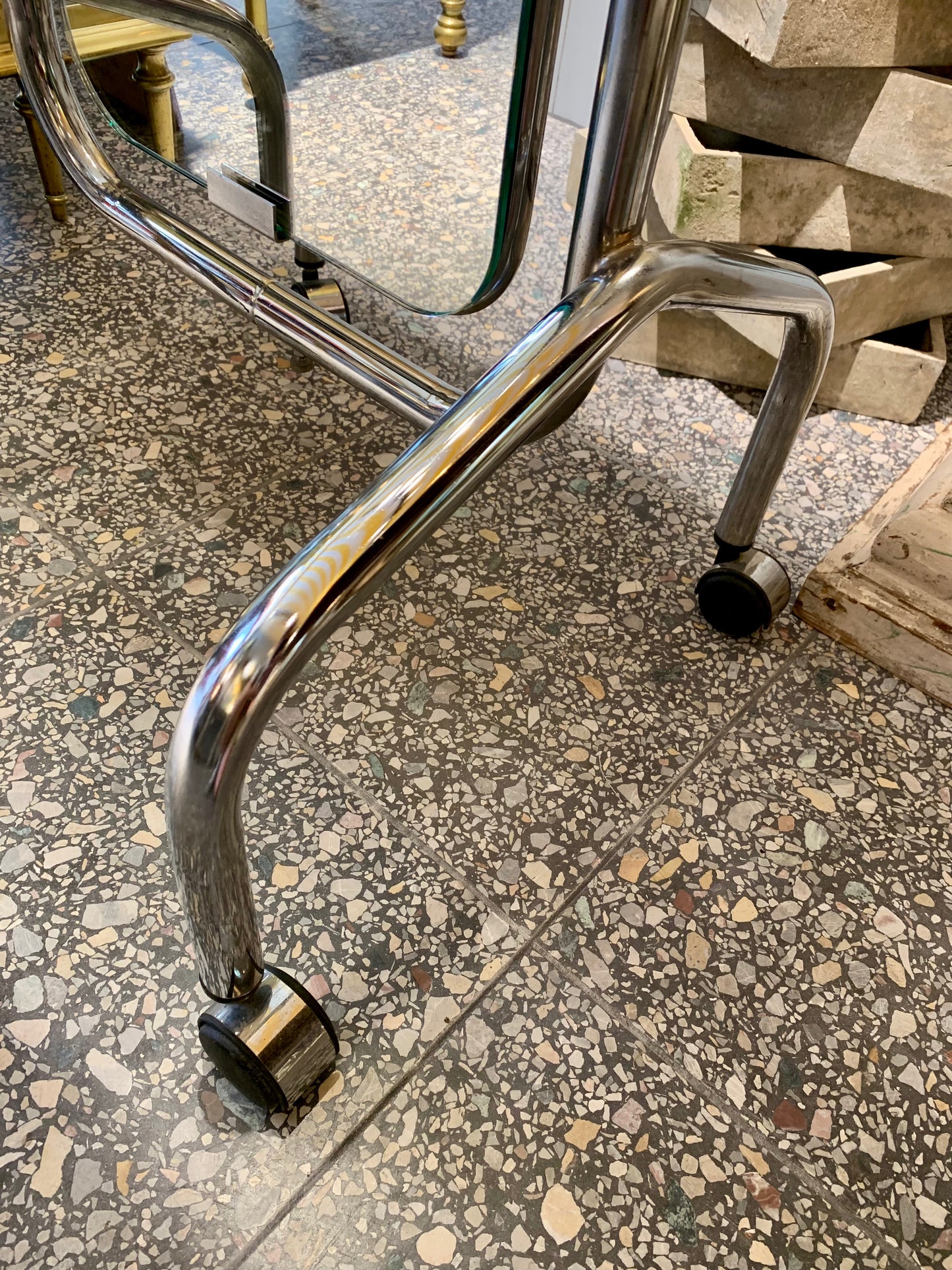 Vintage French Chrome Full Figure Mirror