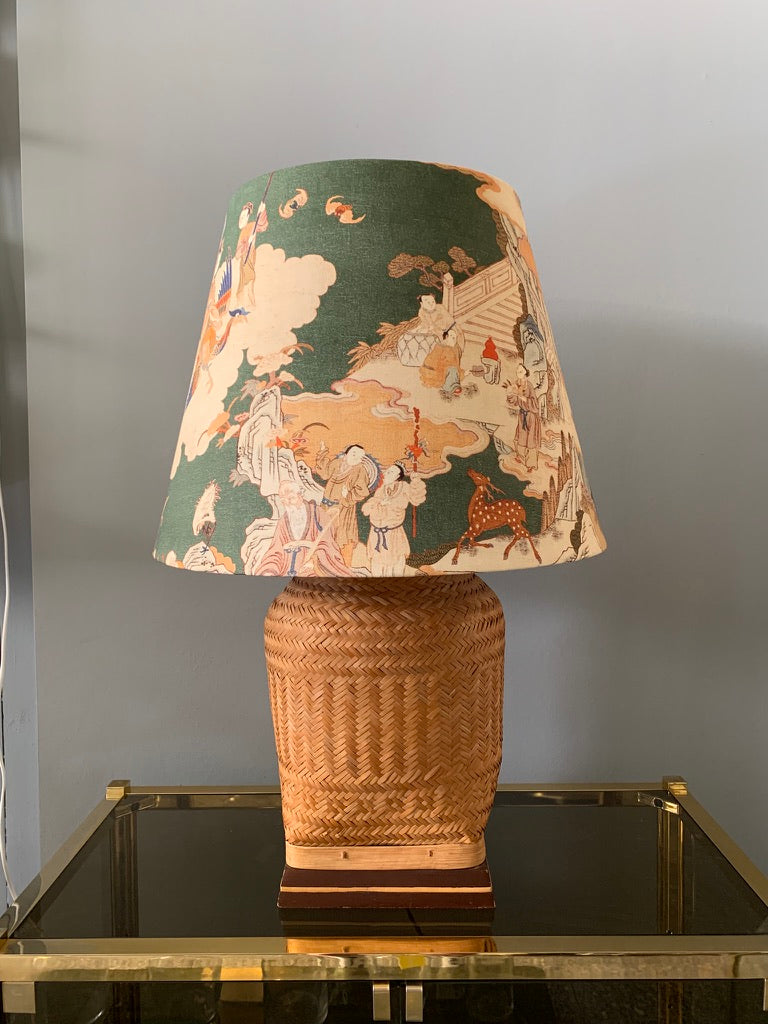 Large Vintage Rattan Table Lamp