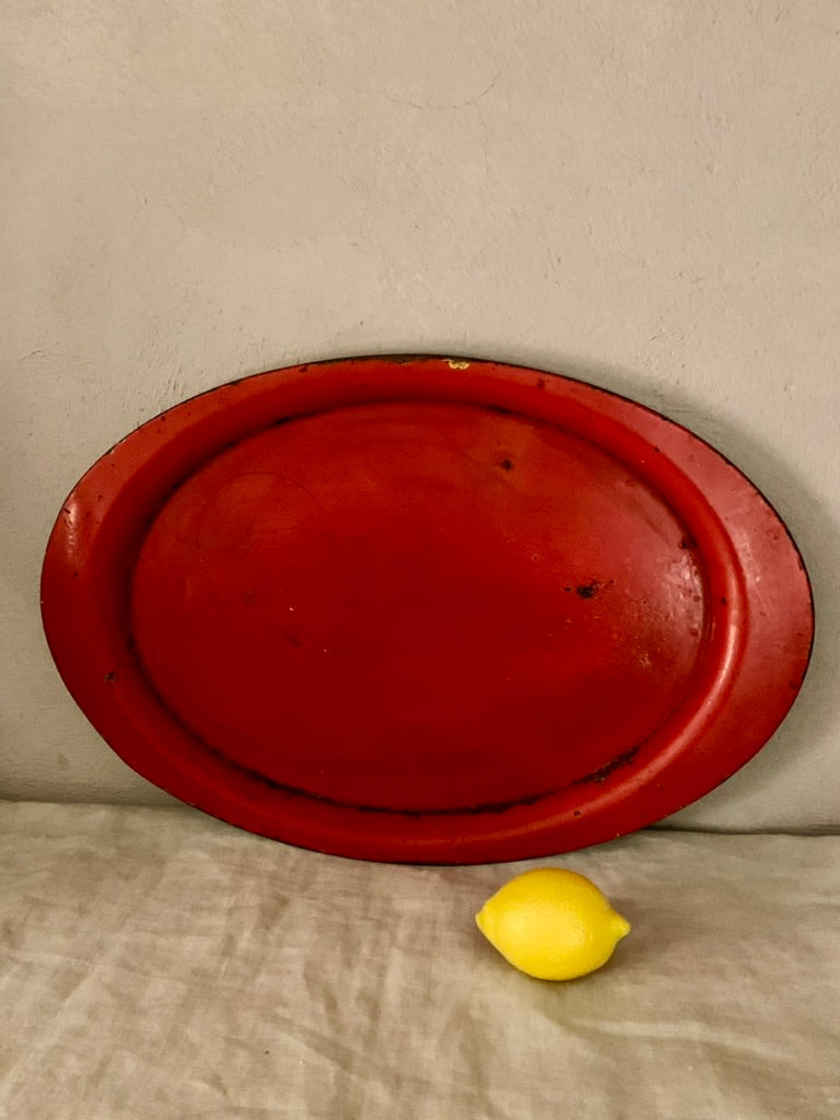 Red Oval Iron Tray