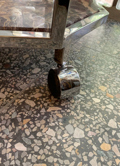 Chrome Marble Console - Drinks Trolley