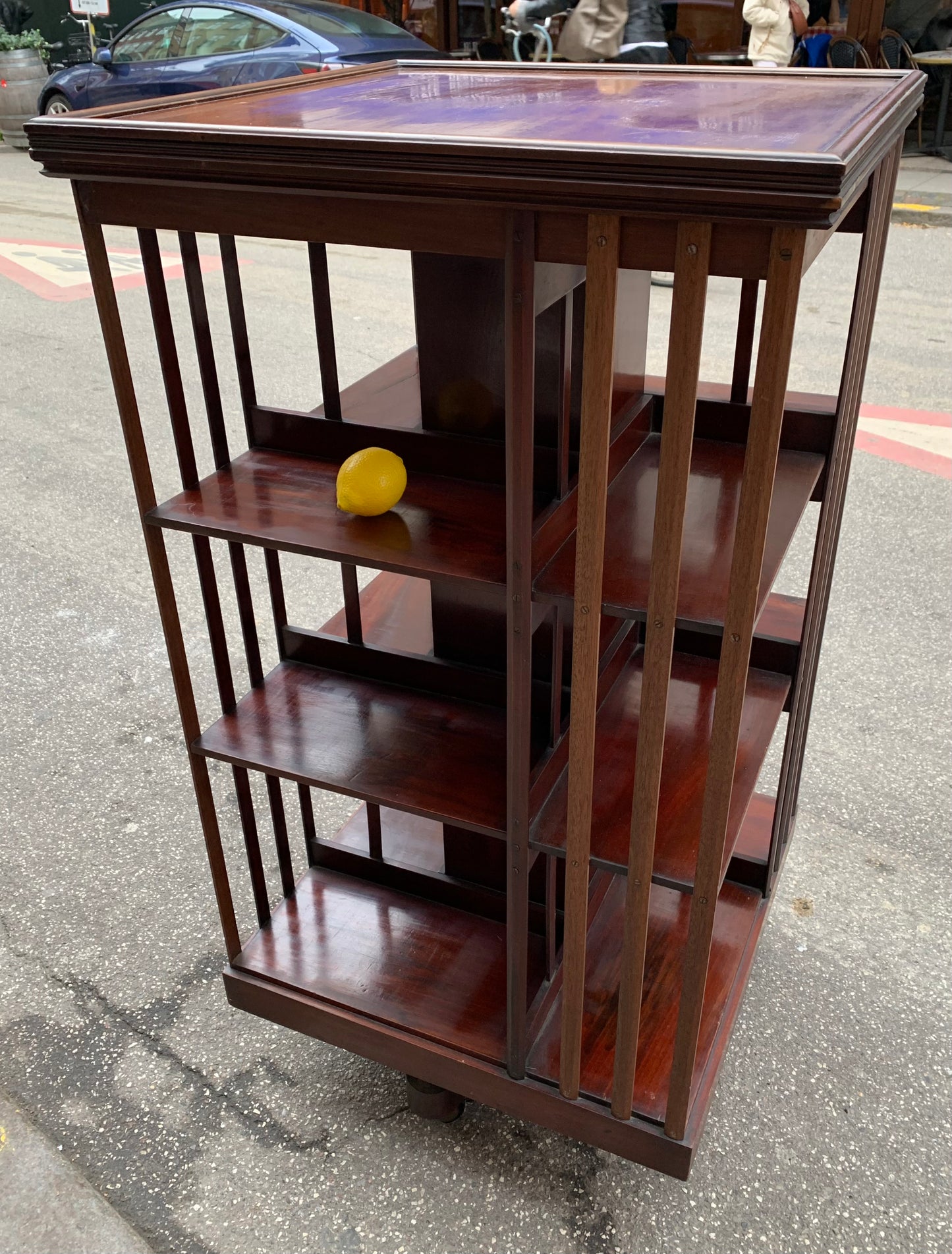 Vintage French Revolving Library Shelf