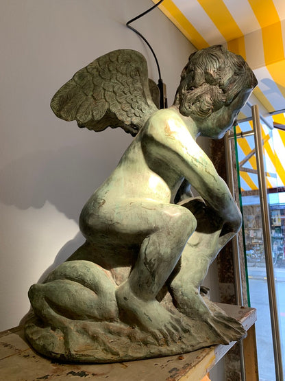 Vintage Bronze Garden Ornament/Fountain - Cherub on a Toad