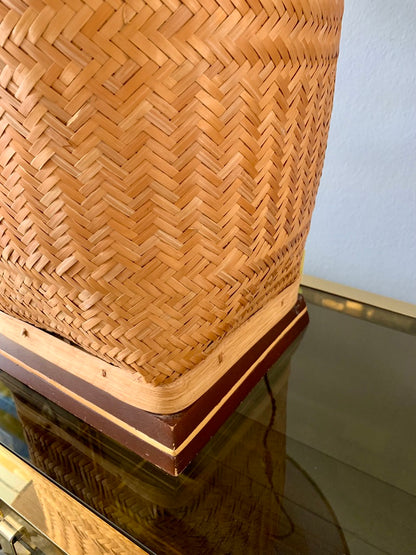 Large Vintage Rattan Table Lamp
