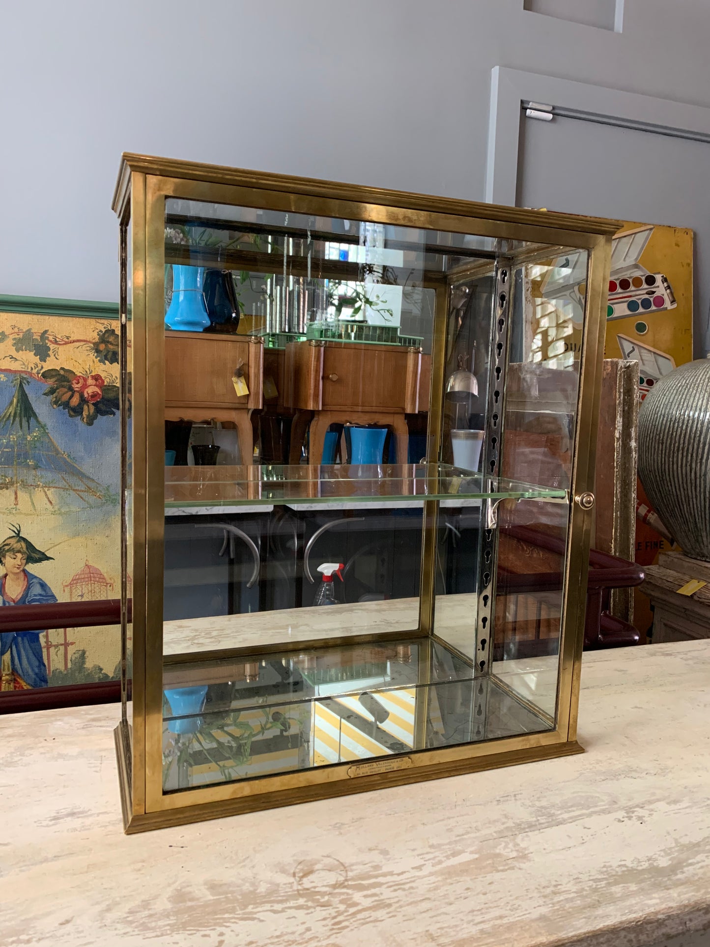 Brass Wall Display Cabinet