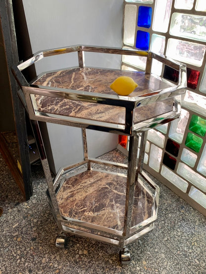 Chrome Marble Console - Drinks Trolley