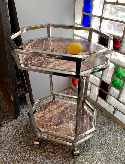 Chrome Marble Console - Drinks Trolley
