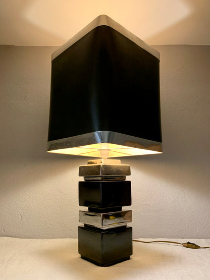 French Vintage Black/Silver Table Lamp