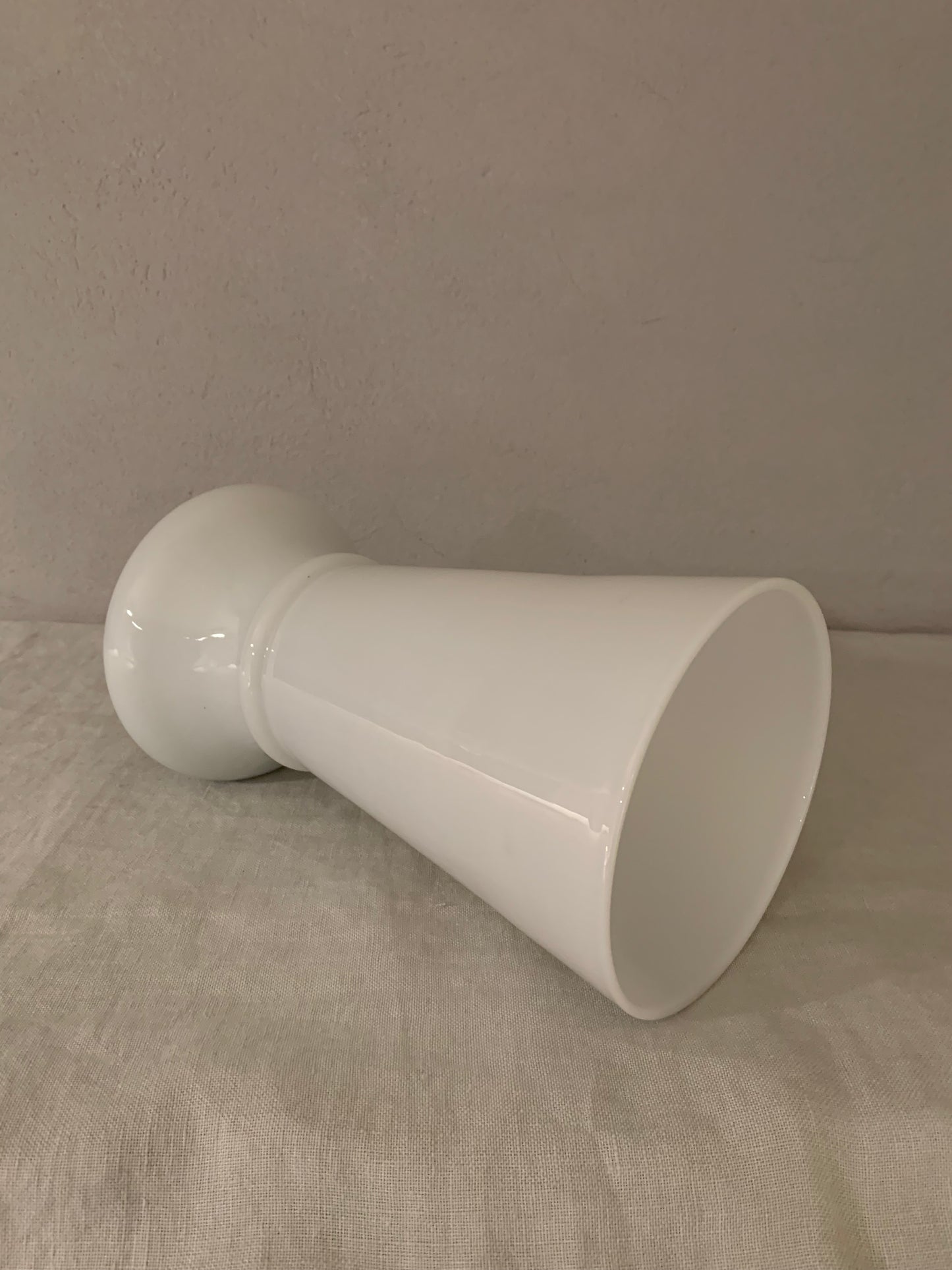 Large White Opal Glass Vase