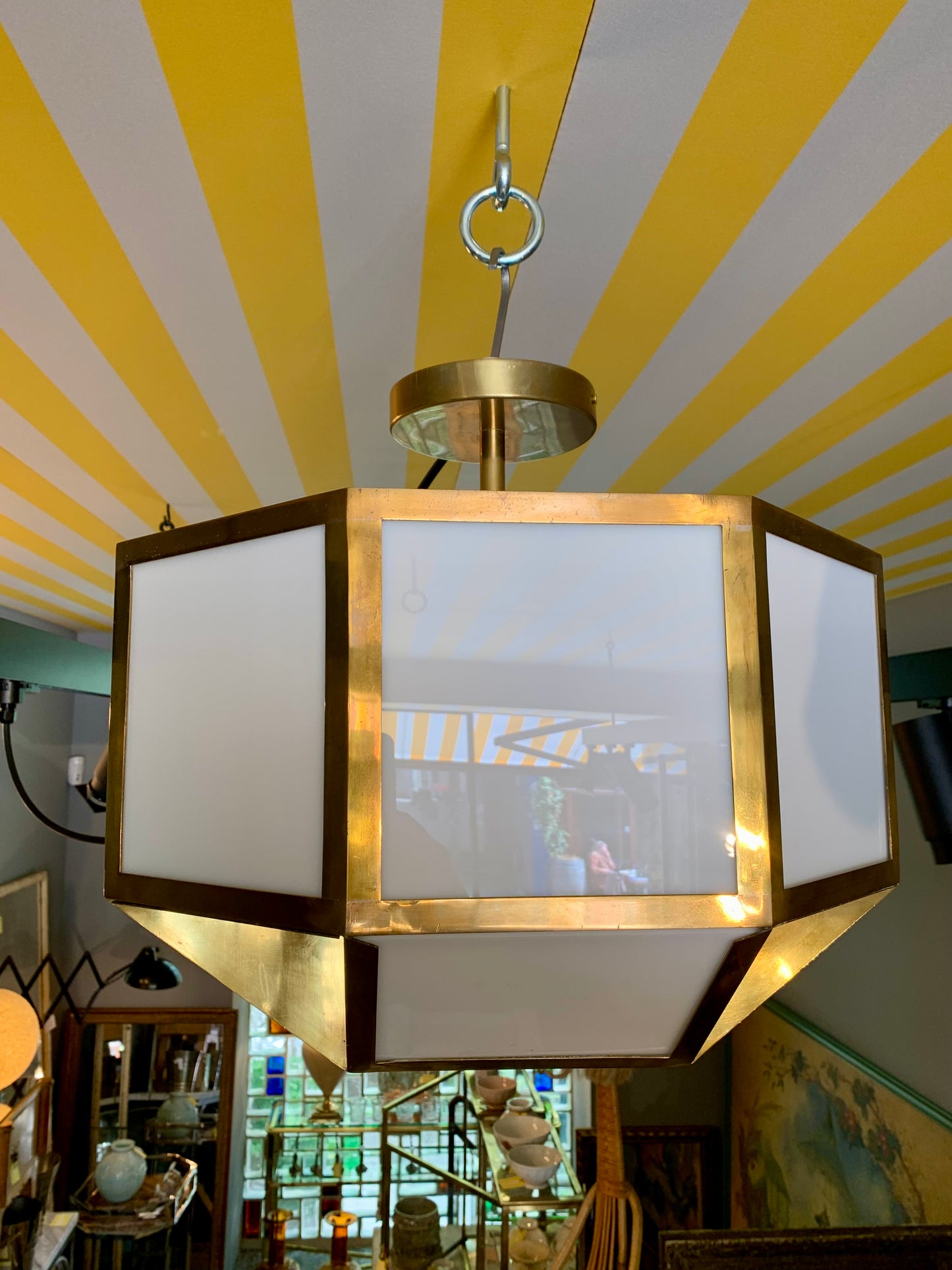 French Brass Art Deco Pendant