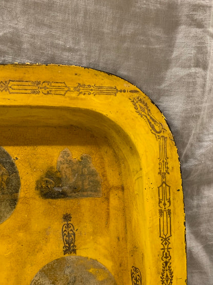 Yellow 1880s metal tray