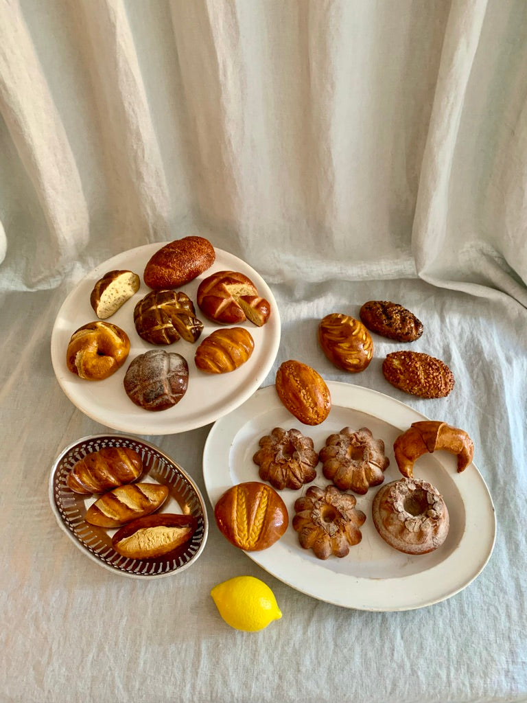 Set of Vintage Plaster Pastries and Bread For Display