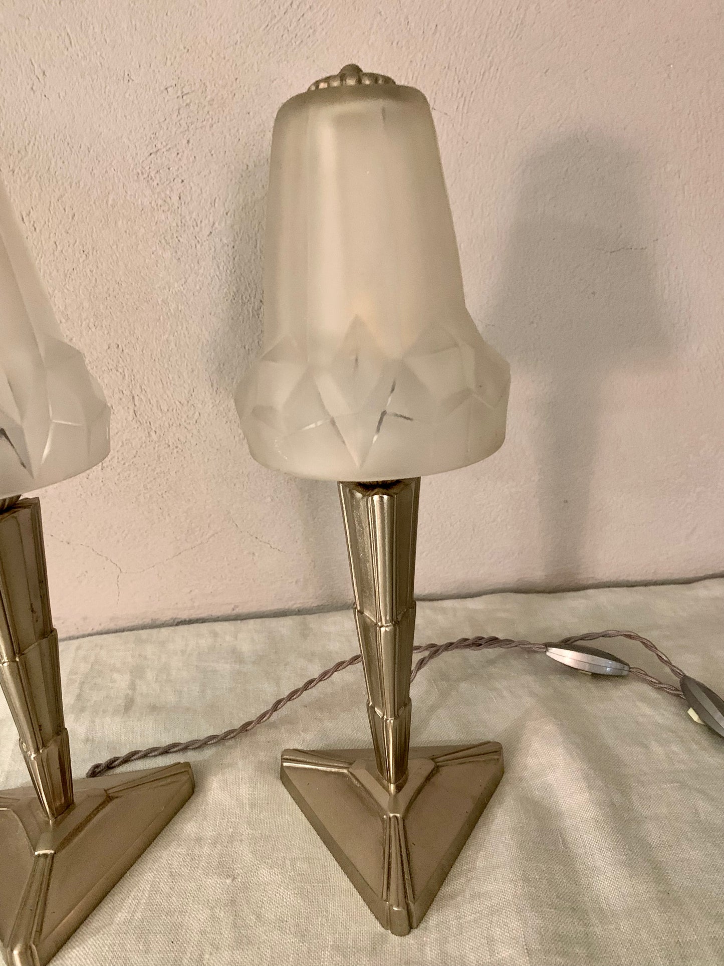 Pair of French Art Deco Bed Table Lamps