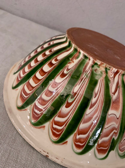 Vintage Clay Bowl with Running Glaze