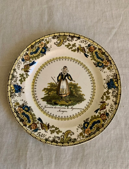 Set of 8 wonderful hand colored earthenware plates ca. 1830-40