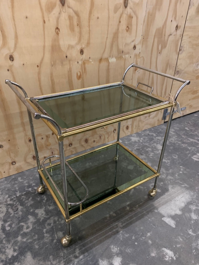 Brass/Chrome Hollywood Regency Style Drinks Trolley