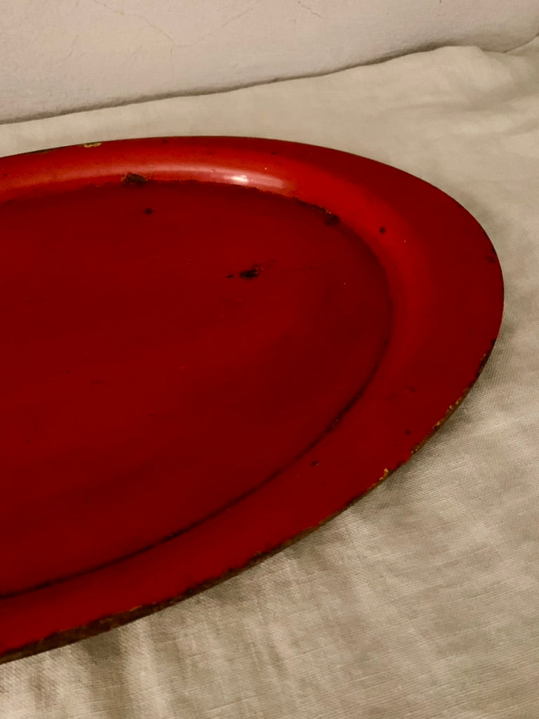 Red Oval Iron Tray