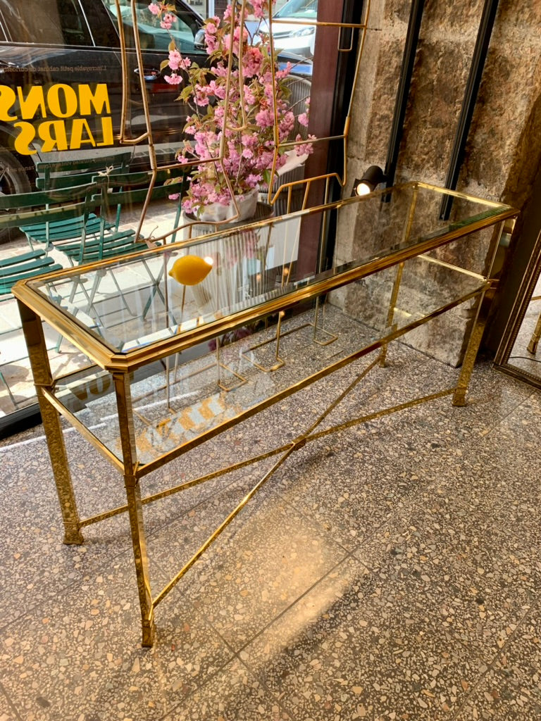 Hollywood Regency La Barge Style Brass Console