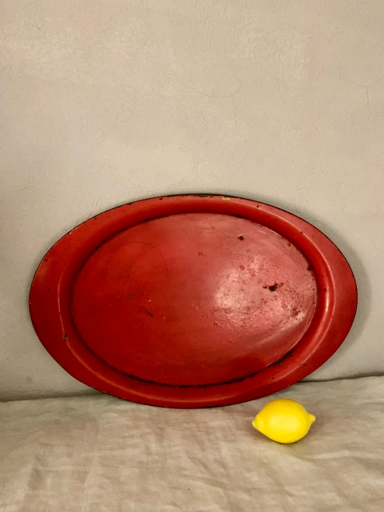 Red Oval Iron Tray