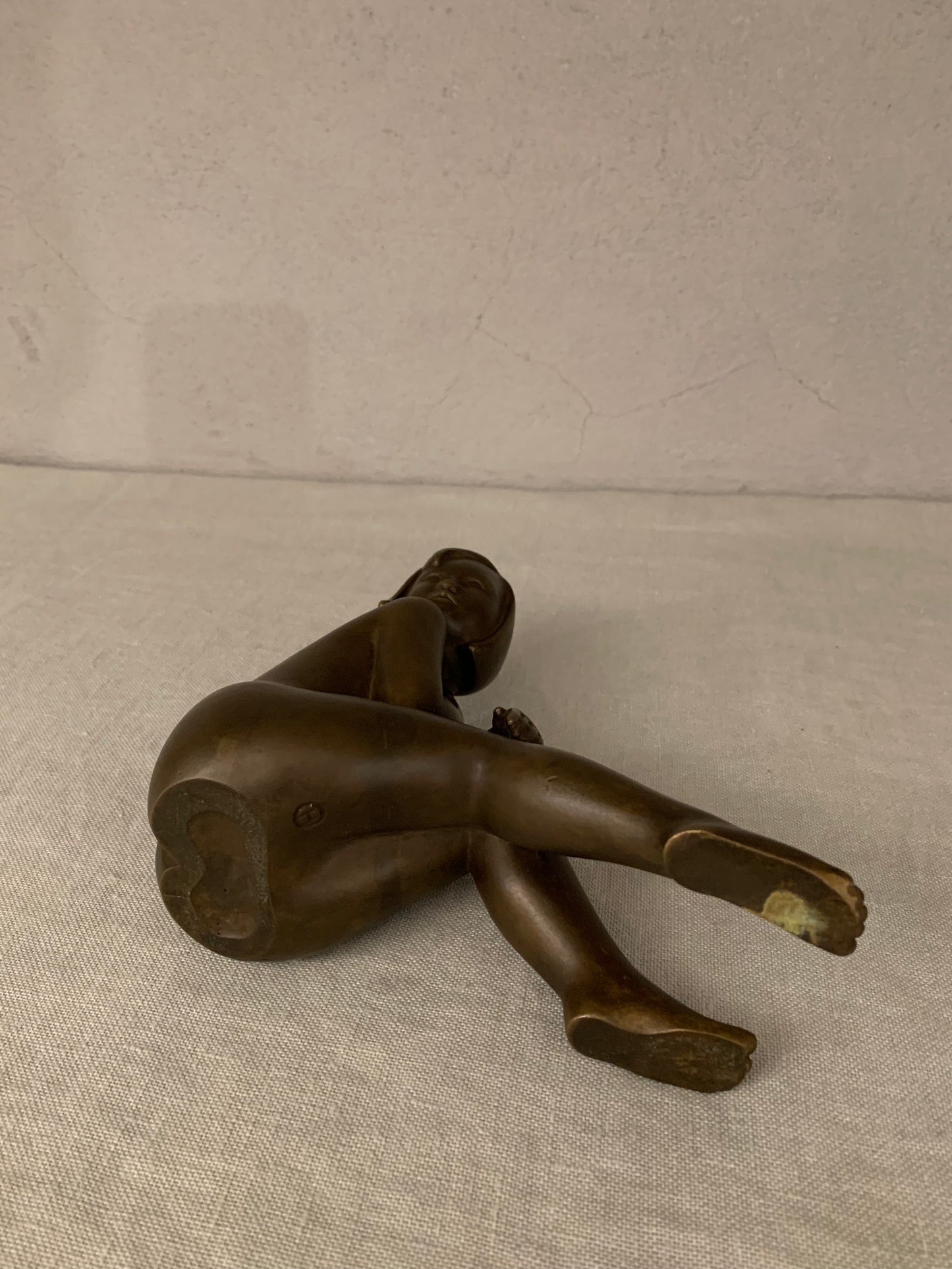 Bronze Figurine Depicting a Sitting Girl, by Johannes Hedegaard