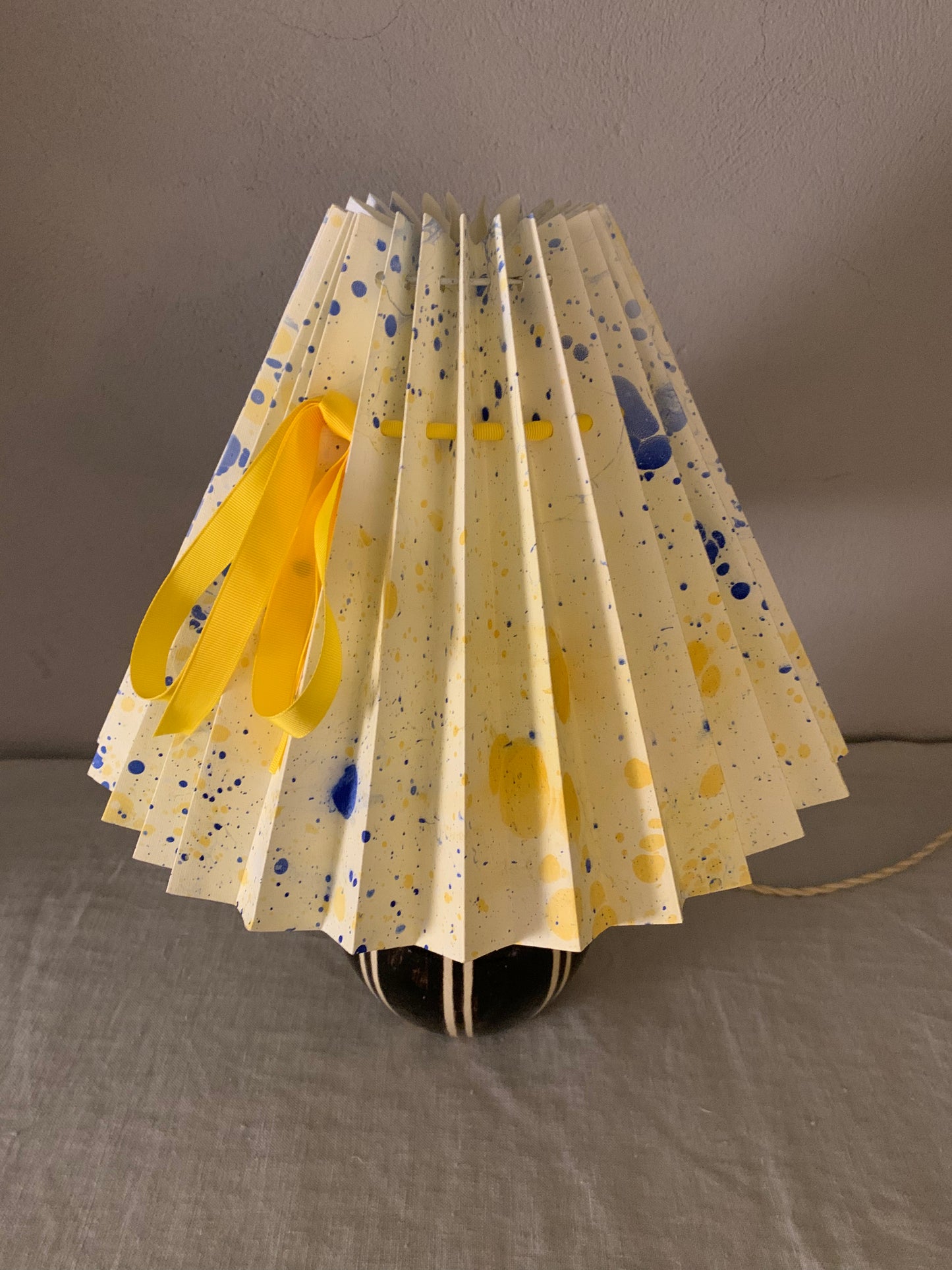 1950's Ceramic Lamp with Folded Shade