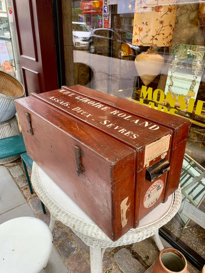 French Wooden Military Trunk