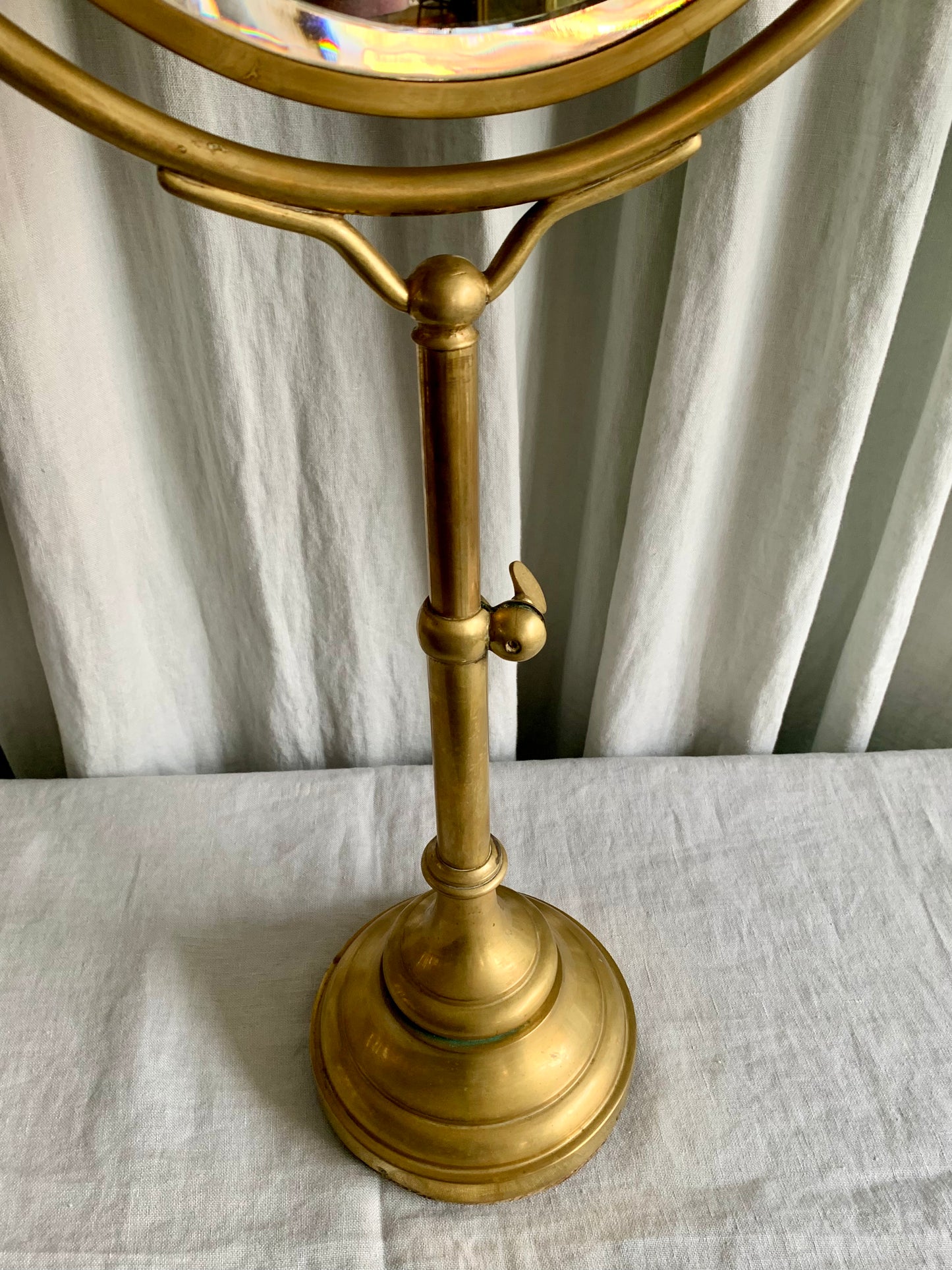 Antique French Oval Brass Table Mirror