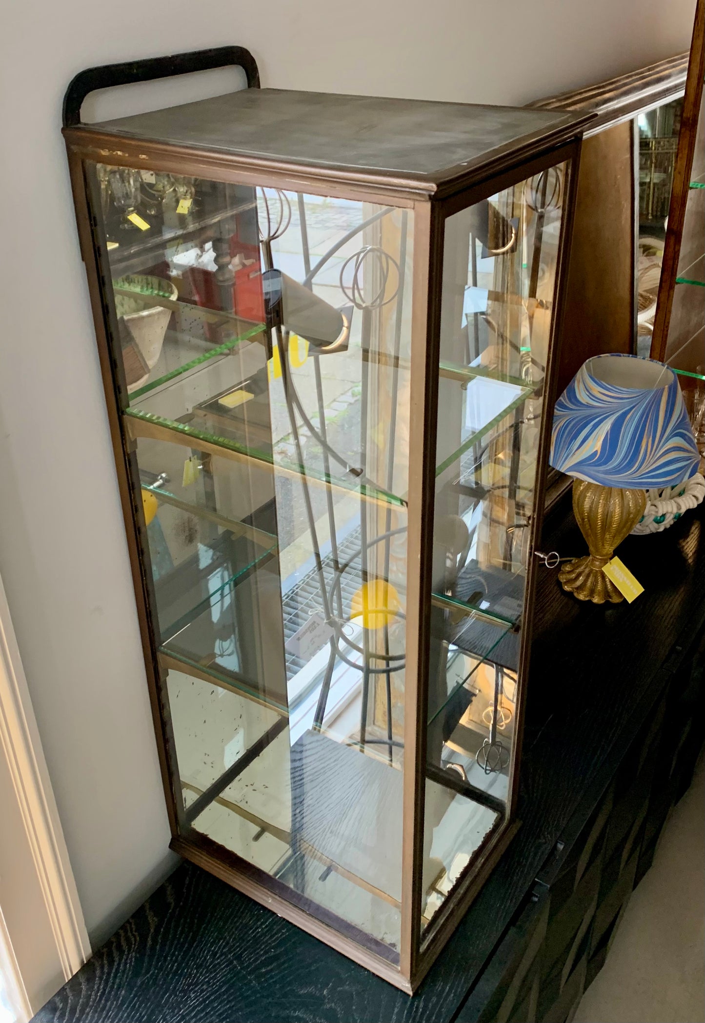 Antique Brass Display Cabinet - Vitrine