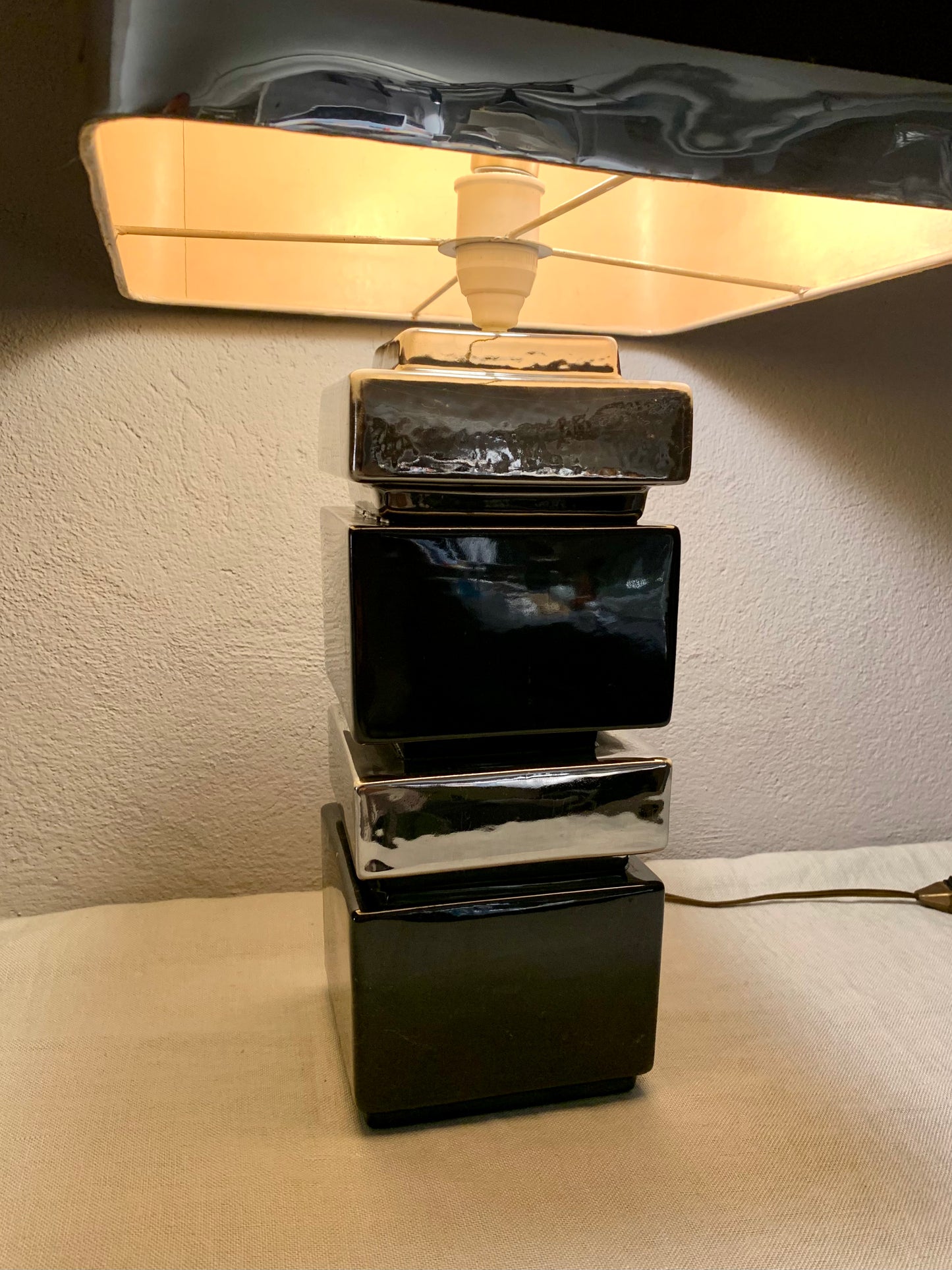 French Vintage Black/Silver Table Lamp