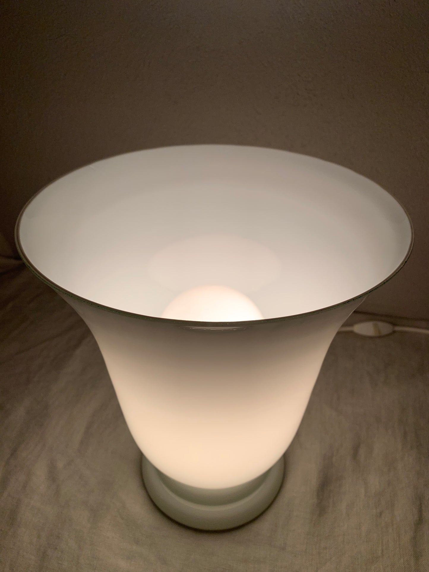 1970's French "Torchiere" Opaline Glass Table Lamp by CVV Vianne