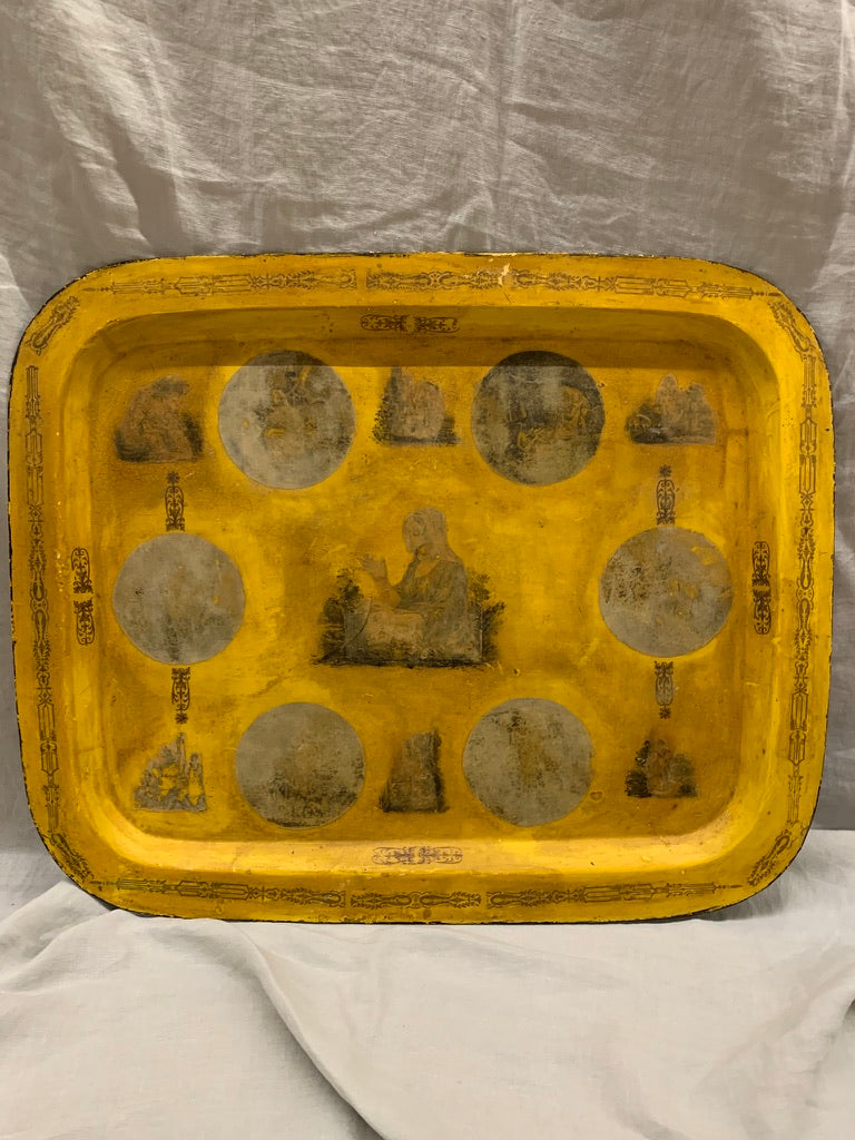 Yellow 1880s metal tray