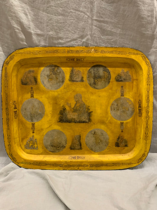Yellow 1880s metal tray