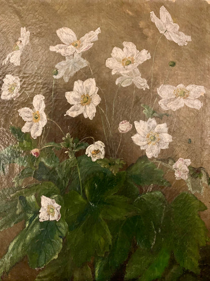 Vintage Oilpainting with Japanese Anemones