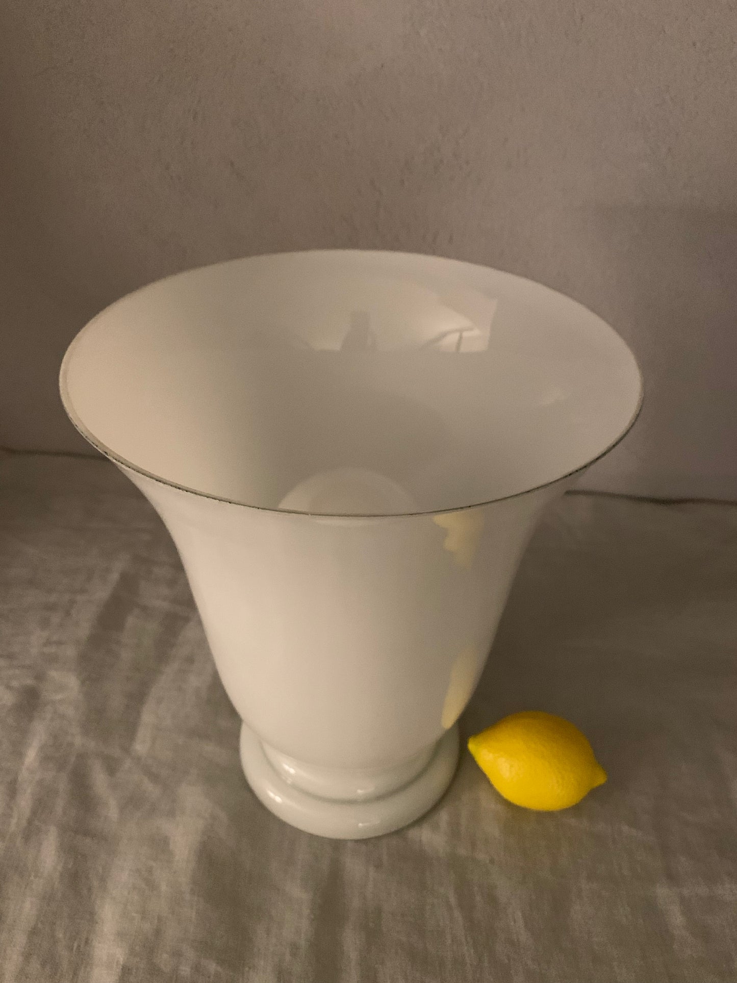1970's French "Torchiere" Opaline Glass Table Lamp by CVV Vianne