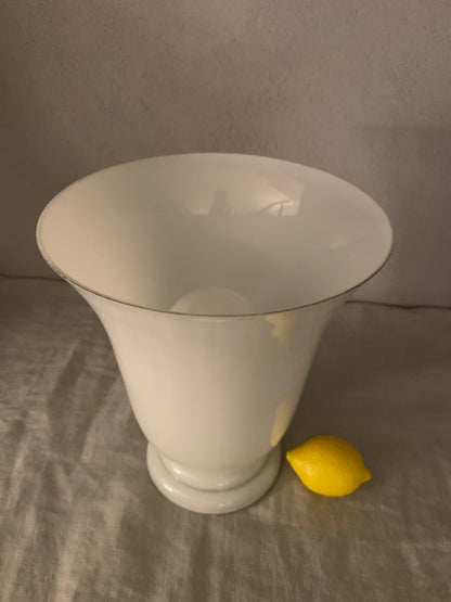 1970's French "Torchiere" Opaline Glass Table Lamp by CVV Vianne