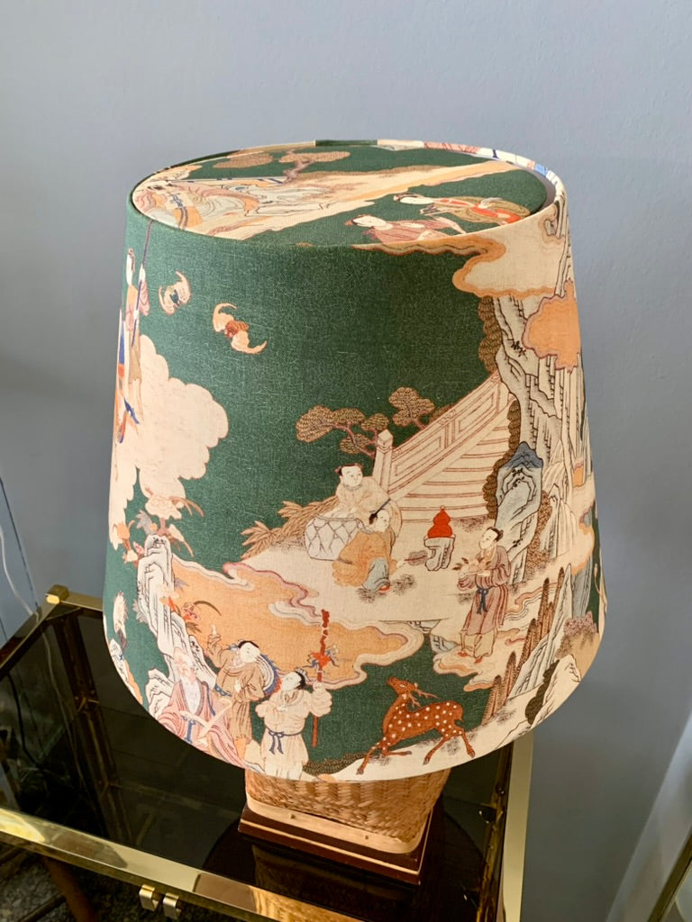 Large Vintage Rattan Table Lamp