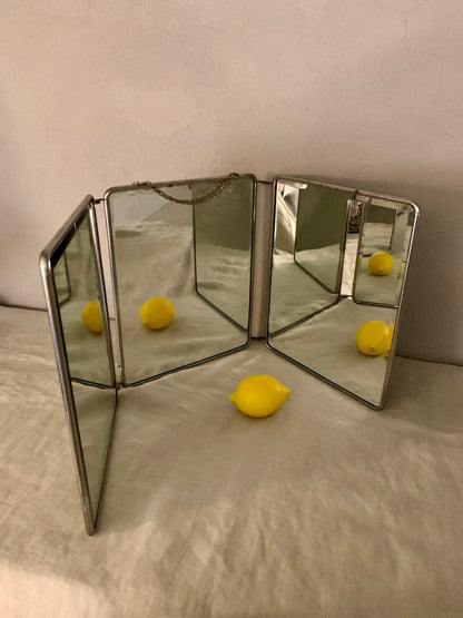 French Chrome Trifold Mirror