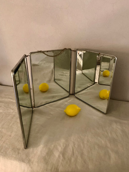 French Chrome Trifold Mirror